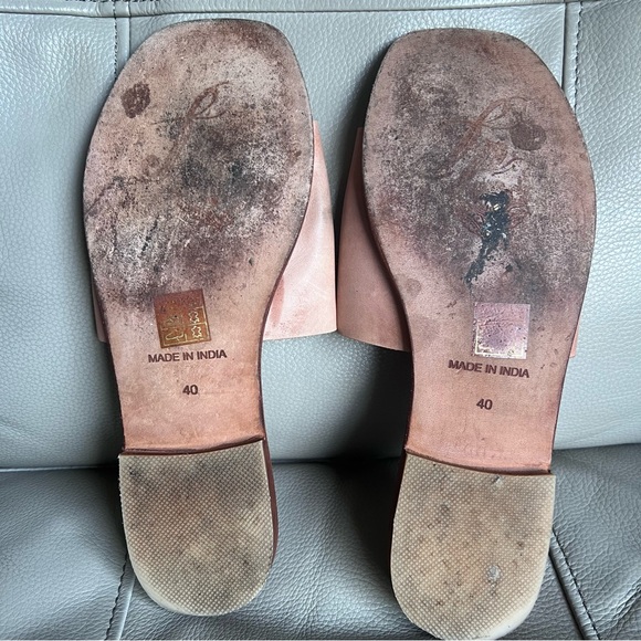 Free People Verona Slide Sandal Size 40 9 Watermelon Leather Slip On Pink Flats - Picture 10 of 12